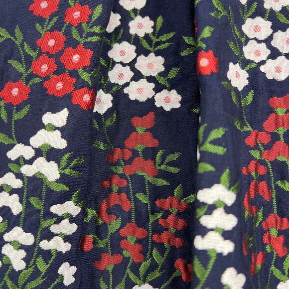 Brooks Brothers Damask Jacquard Pleated A-Line Skirt Navy Blue Floral Size 4P - Picture 7 of 16